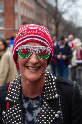 100324 - Wales v France - Guinness Six Nations - Fans in the streets outside the stadium before the match