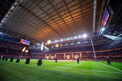 100324 - Wales v France - Guinness Six Nations - Prematch pyrotechnics