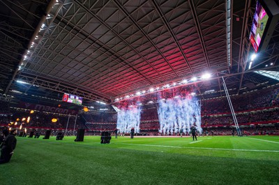 100324 - Wales v France - Guinness Six Nations - Prematch pyrotechnics