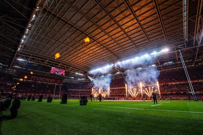 100324 - Wales v France - Guinness Six Nations - Prematch pyrotechnics