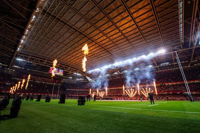 100324 - Wales v France - Guinness Six Nations - Prematch pyrotechnics