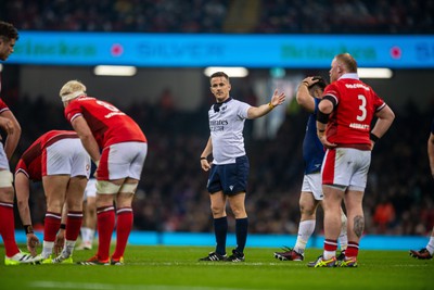 100324 - Wales v France - Guinness Six Nations - referee Luke Pearce