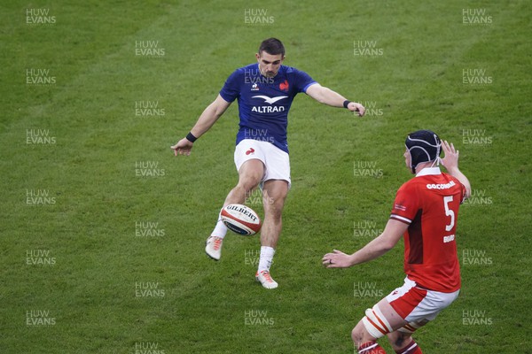 100324 - Wales v France - Guinness Six Nations - Thomas Ramos of France kicks the ball