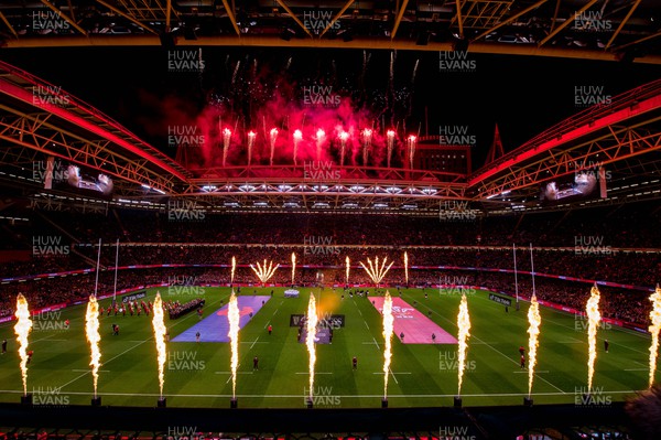 110322  - Wales v France - Guinness Six Nations  - Stadium pyrotechnics ahead of kick off 