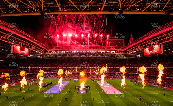 110322  - Wales v France - Guinness Six Nations  - Prematch pyrotechnics at Principality Stadium