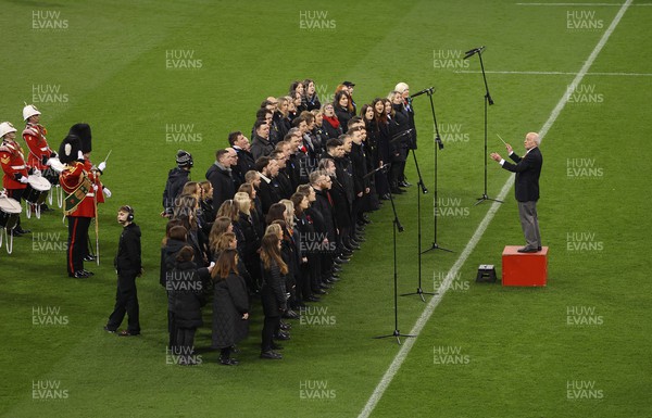 110322 - Wales v France - Guinness Six Nations - Choir sing the anthem