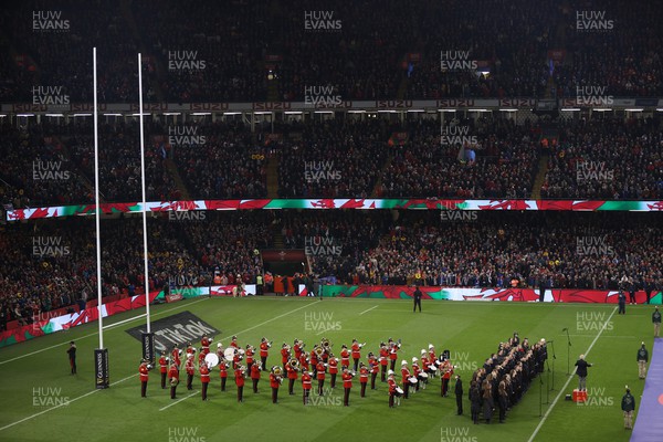 110322 - Wales v France - Guinness Six Nations - Choir sing the anthem with band