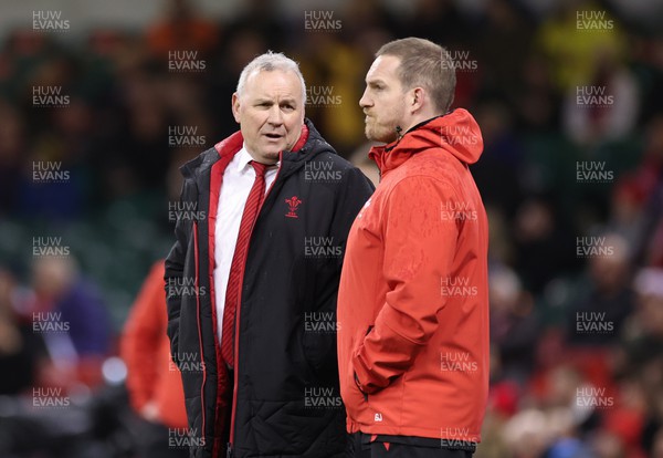 110322 Wales v France, Guinness Six Nations 2022 - Wales head coach Wayne Pivac with assistant coach Gethin Jenkins during warm up