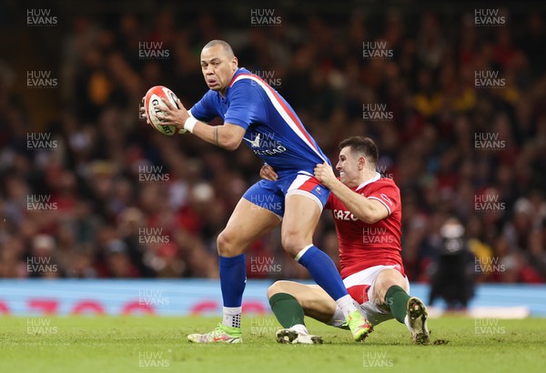 110322 Wales v France, Guinness Six Nations 2022 - Gael Fickou of France is tackled by Owen Watkin of Wales