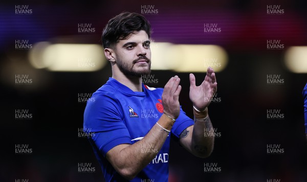 110322 Wales v France, Guinness Six Nations 2022 - Romain Ntamack of France acknowledges the French supporters at the end of the match
