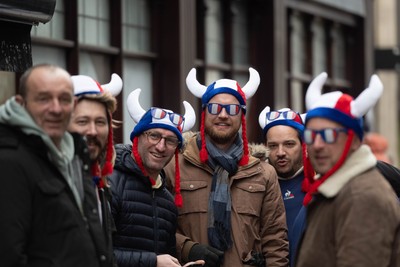 150226 - Wales v France - Guinness Six Nations - Fans in Cardiff City Centre ahead of the game 