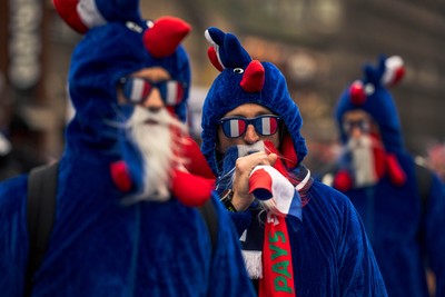 150226 - Wales v France - Guinness Six Nations - Fans in Cardiff City Centre ahead of the game 