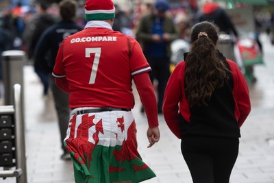 150226 - Wales v France - Guinness Six Nations - Fans in Cardiff City Centre ahead of the game 