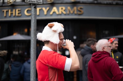 150226 - Wales v France - Guinness Six Nations - Fans in Cardiff City Centre ahead of the game 