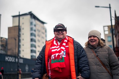 150226 - Wales v France - Guinness Six Nations - Fans in Cardiff City Centre ahead of the game 