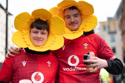 150226 - Wales v France - Guinness Six Nations - Fans in Cardiff City Centre ahead of the game 
