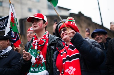 150226 - Wales v France - Guinness Six Nations - Fans in Cardiff City Centre ahead of the game 