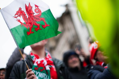 150226 - Wales v France - Guinness Six Nations - Fans in Cardiff City Centre ahead of the game 