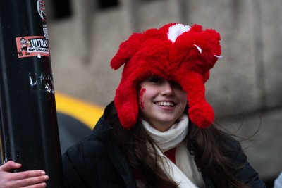 150226 - Wales v France - Guinness Six Nations - Fans in Cardiff City Centre ahead of the game 