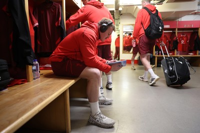 150226 - Wales v France - Guinness Six Nations Championship - Dewi Lake of Wales in the dressing room before the game