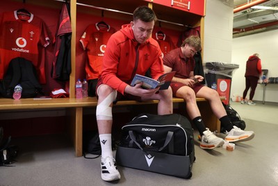 150226 - Wales v France - Guinness Six Nations Championship - Adam Beard of Wales in the dressing room before the game