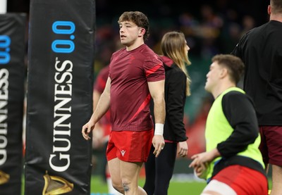 150226 - Wales v France - Guinness Six Nations Championship - Dan Edwards of Wales during the warm up