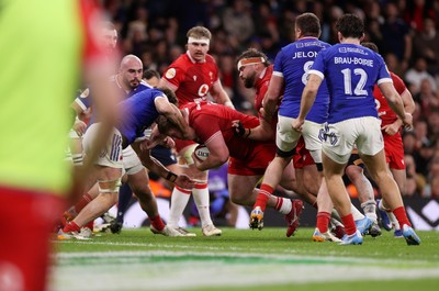150226 - Wales v France - Guinness Six Nations Championship - Rhys Carre of Wales scores a try