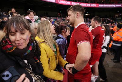 150226 - Wales v France - Guinness Six Nations Championship - Olly Cracknell of Wales with family at full time