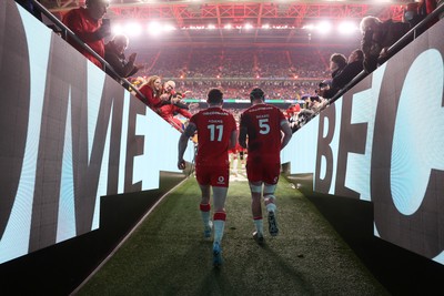 150226 - Wales v France - Guinness Six Nations Championship - Josh Adams and Adam Beard of Wales 