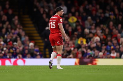 150226 - Wales v France - Guinness Six Nations Championship - Louis Rees-Zammit of Wales 