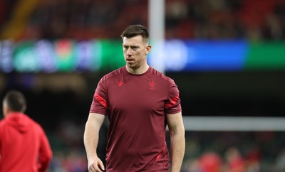 150226 - Wales v France, 2026 Guinness Six Nations - Adam Beard of Wales  during warm up