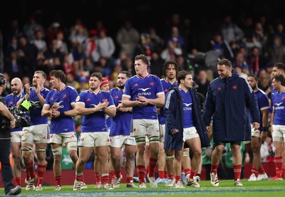150226 - Wales v France, 2026 Guinness Six Nations - The French team applaud the fans at the end of the match