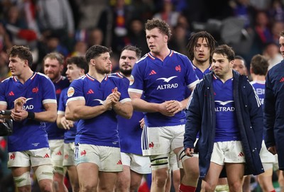 150226 - Wales v France, 2026 Guinness Six Nations - The French team applaud the fans at the end of the match