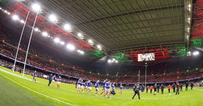 150226 - Wales v France, 2026 Guinness Six Nations - The French team applaud the fans at the end of the match