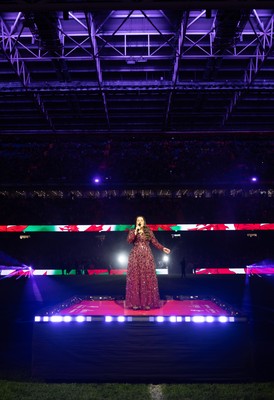 150226 - Wales v France, 2026 Guinness Six Nations - Molly Roberts performs at half time