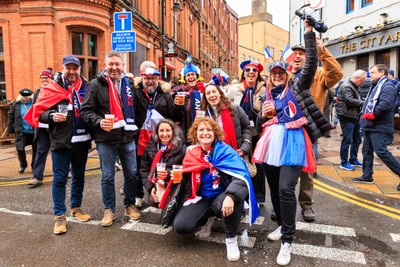 150226 - Wales v France - Guinness Six Nations - France fans in Cardiff before the game