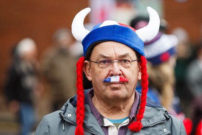 150226 - Wales v France - Guinness Six Nations - France fans in Cardiff before the game