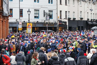 150226 - Wales v France - Guinness Six Nations - France fans outside the City Arms before the match