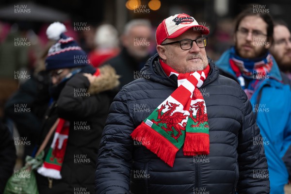 150226 - Wales v France - Guinness Six Nations - Fans in Cardiff City Centre ahead of the game 