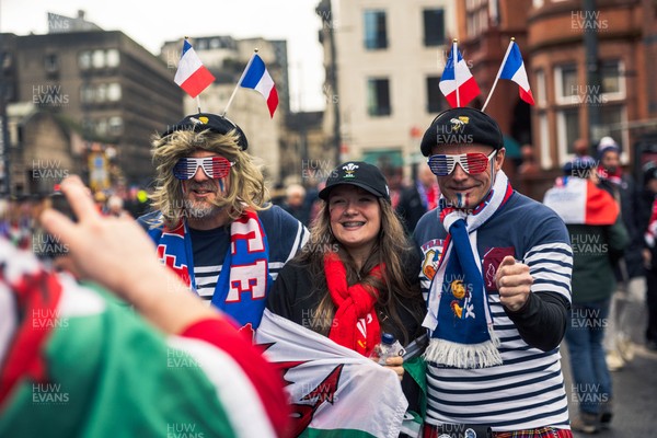 150226 - Wales v France - Guinness Six Nations - Fans in Cardiff City Centre ahead of the game 