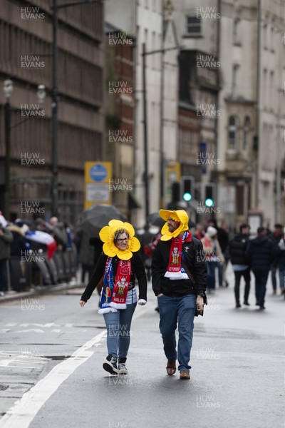150226 - Wales v France - Guinness Six Nations - Fans in Cardiff City Centre ahead of the game 