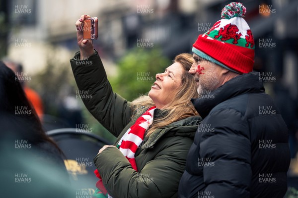 150226 - Wales v France - Guinness Six Nations - Fans in Cardiff City Centre ahead of the game 