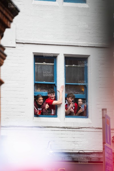 150226 - Wales v France - Guinness Six Nations - Fans in Cardiff City Centre ahead of the game 