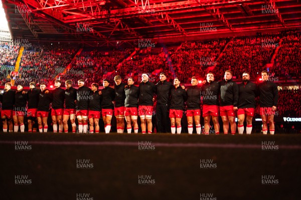 150226 - Wales v France - Players sign the national anthem 