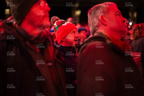 150226 - Wales v France - Guinness Six Nations - Fans sing the anthem ahead of the game 