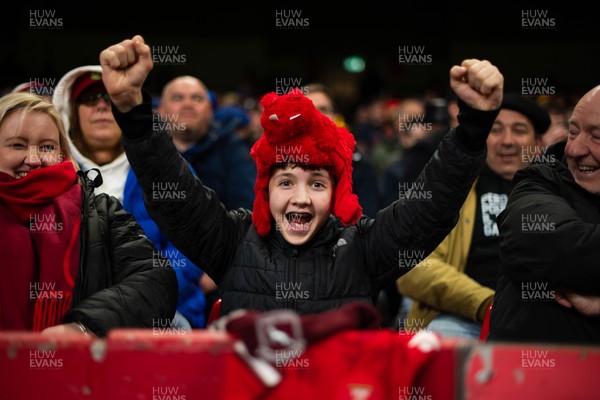 150226 - Wales v France - Guinness Six Nations - Fans during the game 