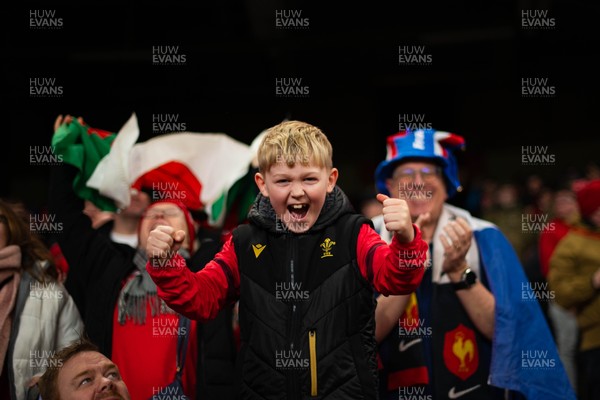 150226 - Wales v France - Guinness Six Nations - Fans during the game 