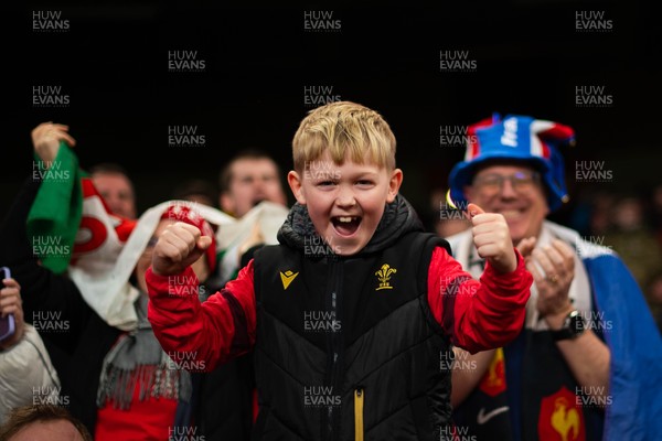 150226 - Wales v France - Guinness Six Nations - Fans during the game 