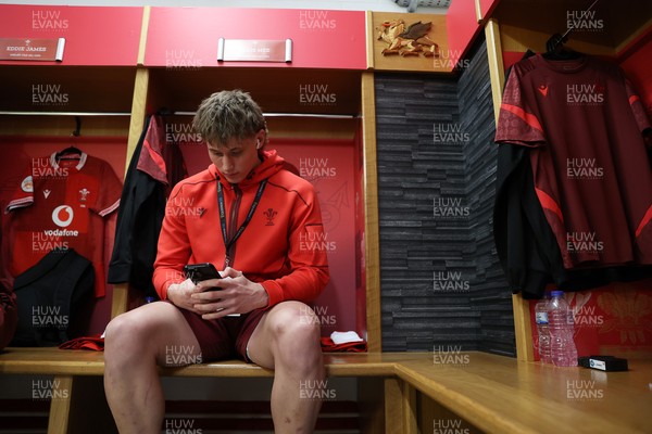 150226 - Wales v France - Guinness Six Nations Championship - Ellis Mee of Wales in the dressing room before the game