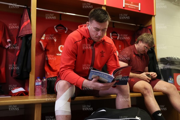 150226 - Wales v France - Guinness Six Nations Championship - Adam Beard of Wales in the dressing room before the game